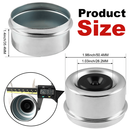 Trailer Axle Dust Cap Cup Grease Cover 1.98" Hub with Extra 2 Rubber Plugs,Trailer Axle Wheel Hub and Bearing Dust Cap for Most 2000 to 3500 Pound Axles Dexter