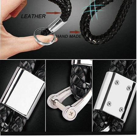 Black Leather Metal Keychain With Infiniti Logo Emblem Decoration Birthday Gift