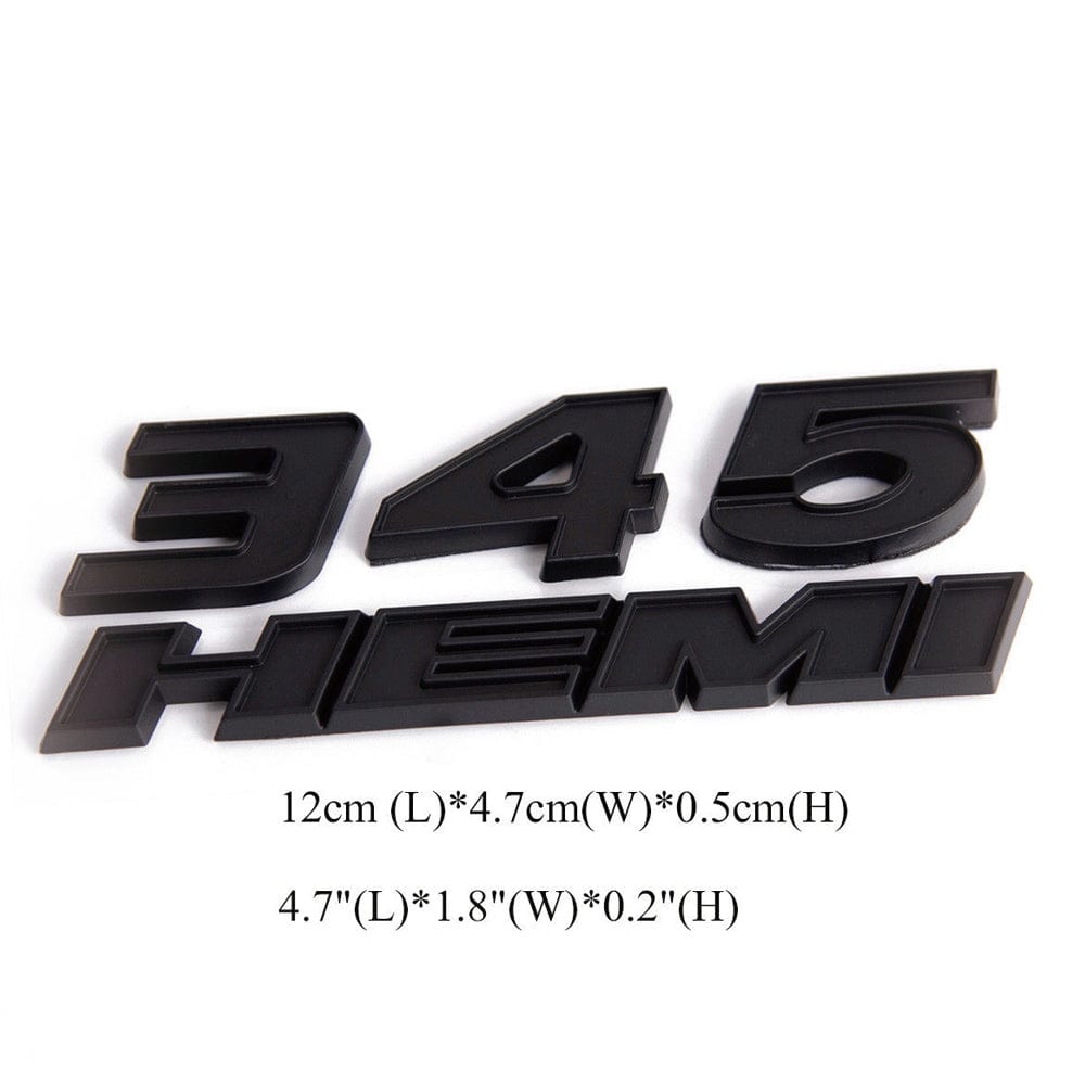 Dodge Challenger Emblem 345 HEMI Letter Badge Black