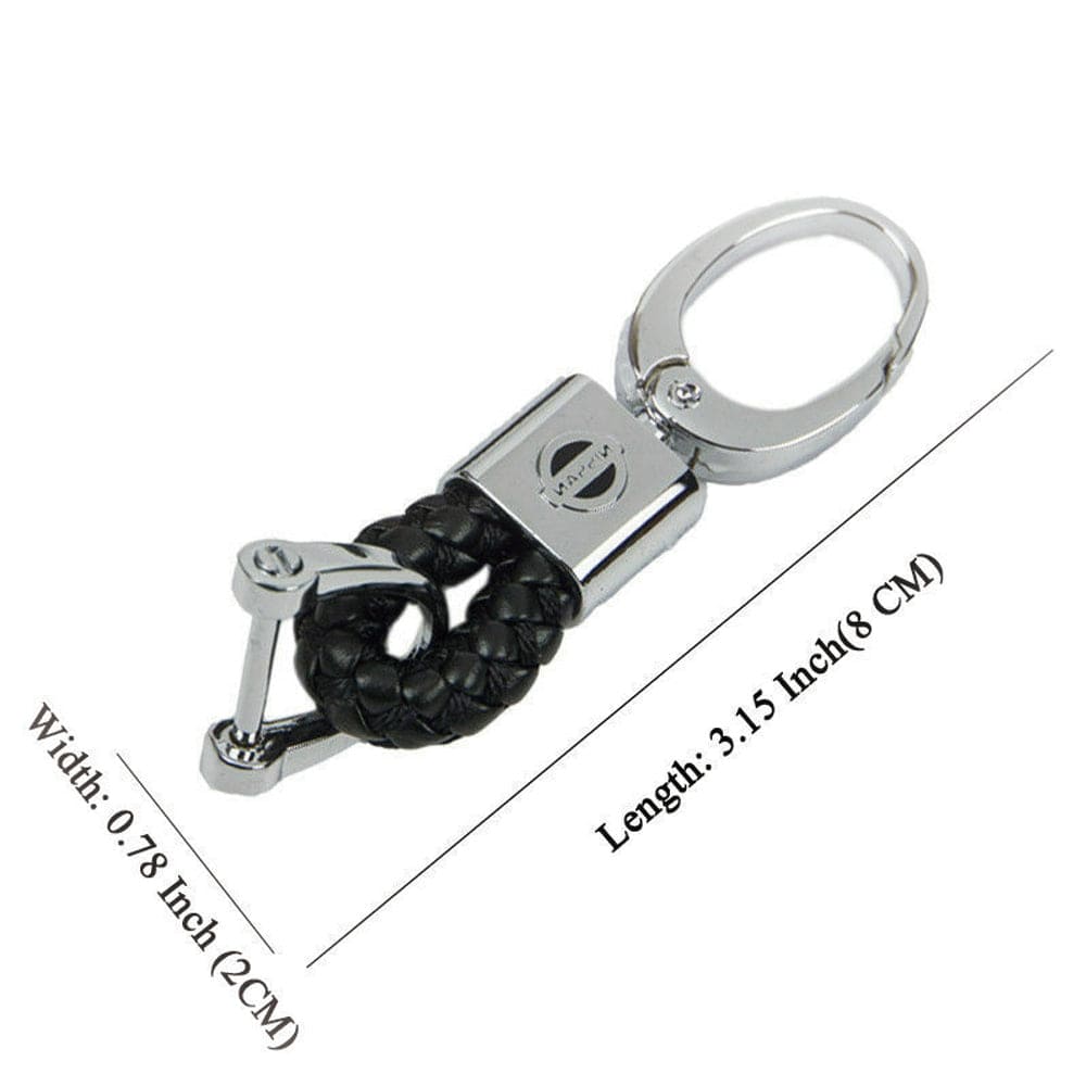 Nissan Logo Keychain Black Calf Leather Alloy Decoration Gift Access