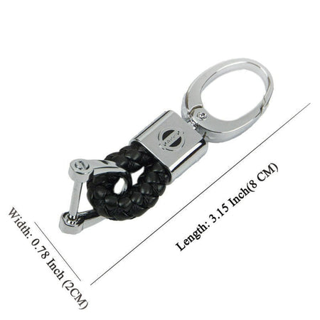 Nissan Logo Keychain Black Calf Leather Alloy Decoration Gift Access