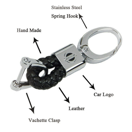 Nissan Logo Keychain Black Calf Leather Alloy Decoration Gift Access