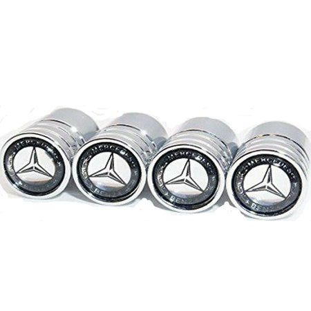 Silver Chrome Auto Car Emblem Wheel Tire Air Valve Caps Stem Cover Decoration
