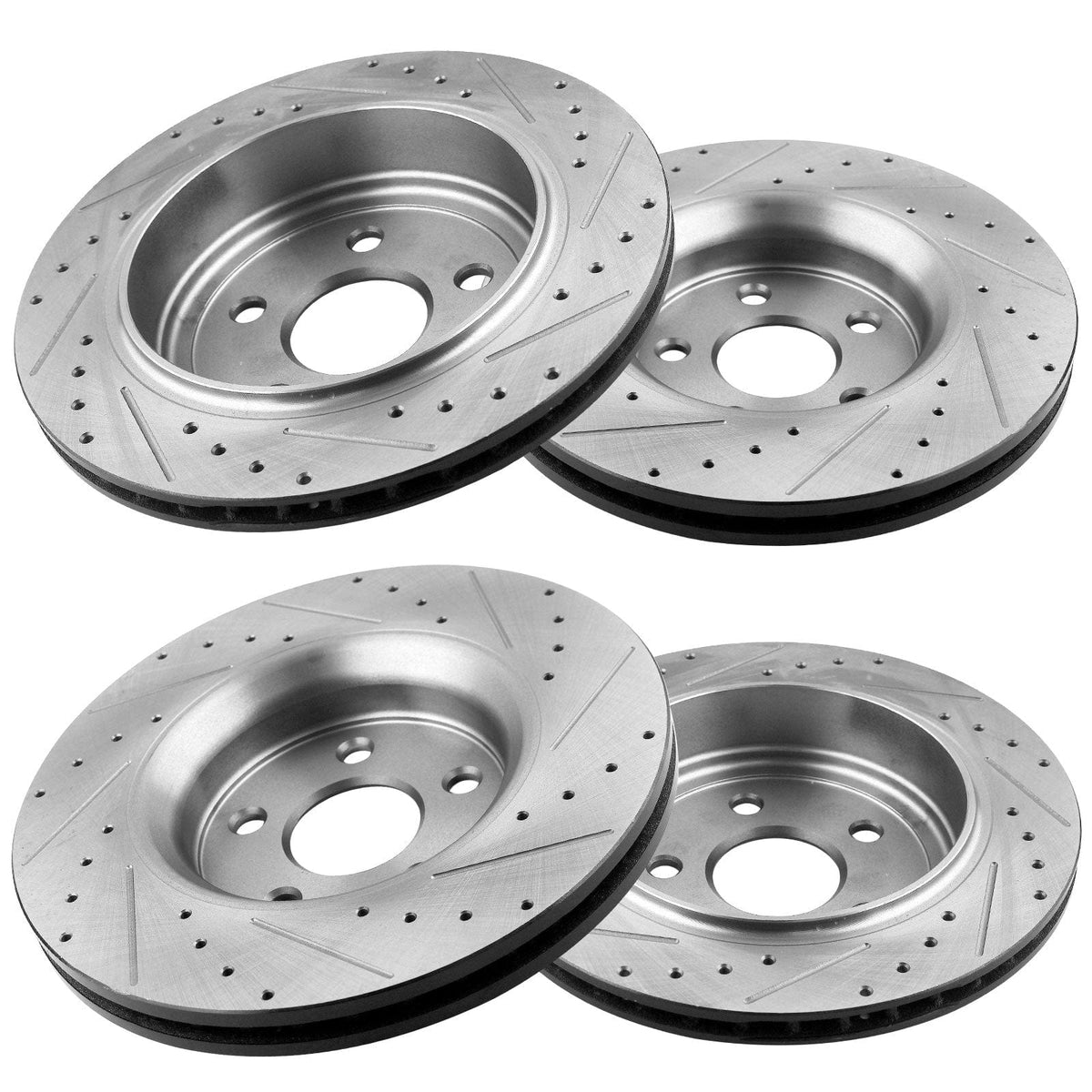 Front/Rear Drilled & Slotted Disc Brake Rotors Kit w/Ceramic Brake Pads + Cleaner & Fluid Fit Dodge Durango/Jeep Grand Cherokee (V8 5.7L),5 Lugs