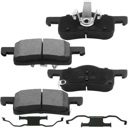 Rear Ceramic Brake Pads w/Hardware Kits Fits for Ford Expedition 2003-2006, Lincoln Navigator 2003-2006 (All Models)-4 Pack
