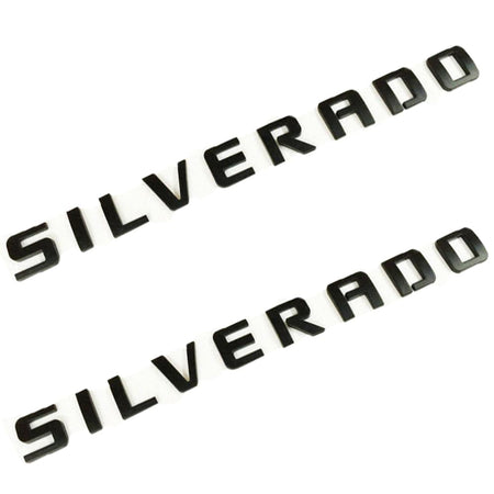 Set of 2 Genuine Gloss Black Silverado Emblem Badge Nameplate 3d Letter