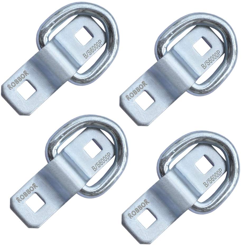 Robbor D Ring,Tie Down Anchor 4 Pk Surface Mount Tie Down Ring Heavy Duty 6000 Pound Breaking Strength Super Strong Forged Steel for Trailer Cargo