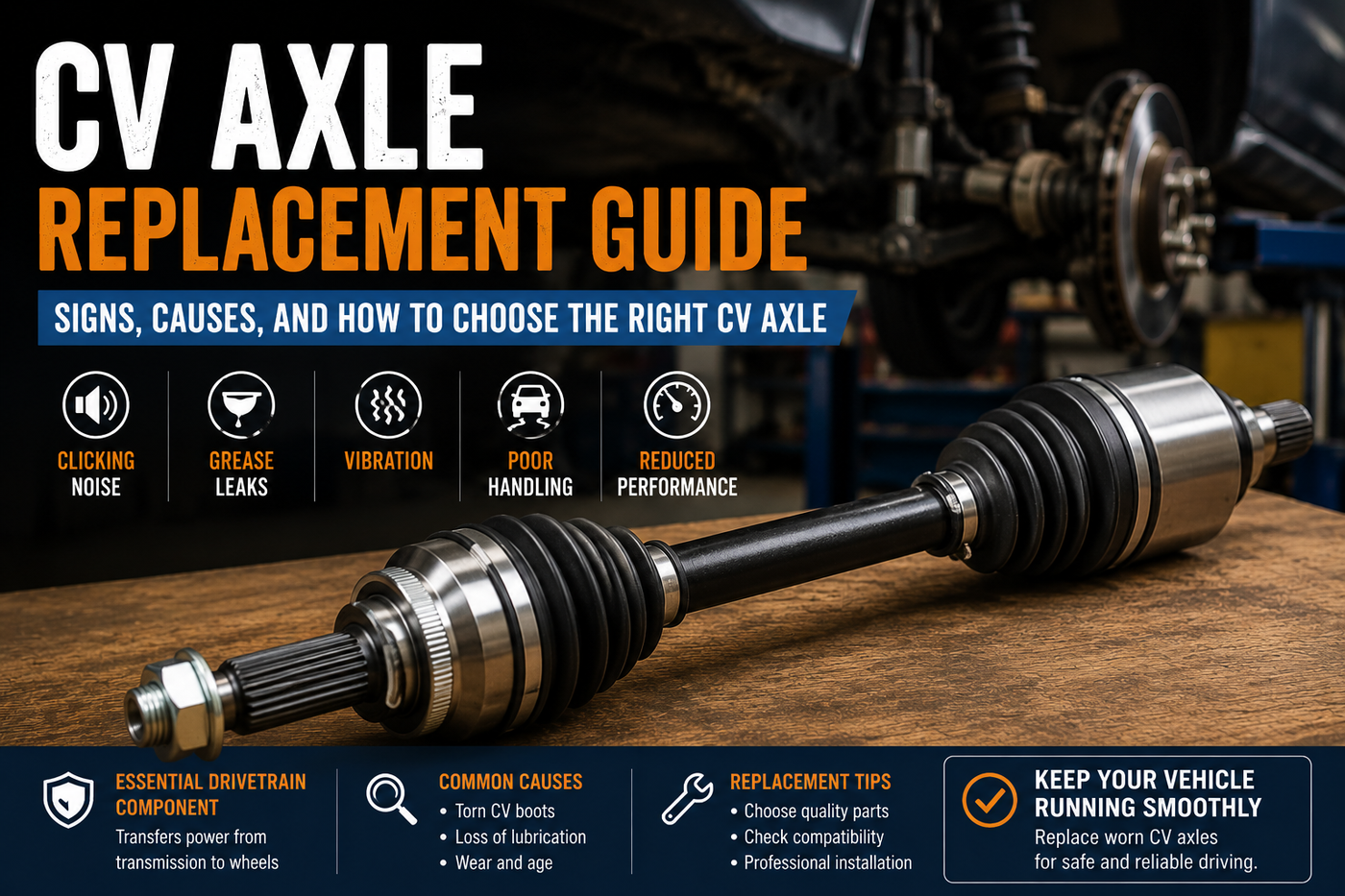 CV Axle Replacement Guide: Signs, Causes, and How to Choose the Right CV Axle
