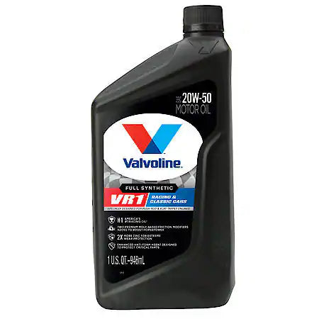 Valvoline VR1 Full Synthetic 20W-50 Motor Oil: High Performance High Zinc, 1 Quart