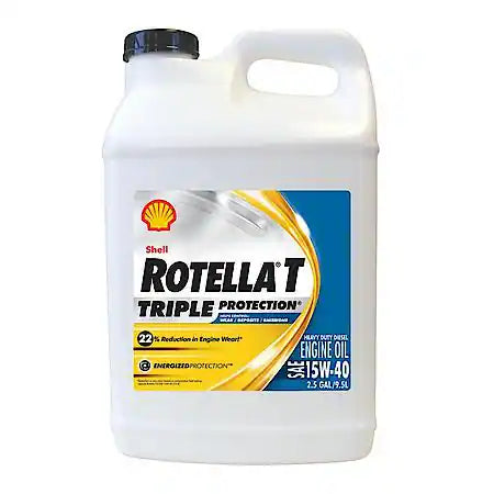 Shell Rotella T Triple Protection 15W-40 Conventional Heavy Duty Diesel Engine Oil, 2.5 Gallon