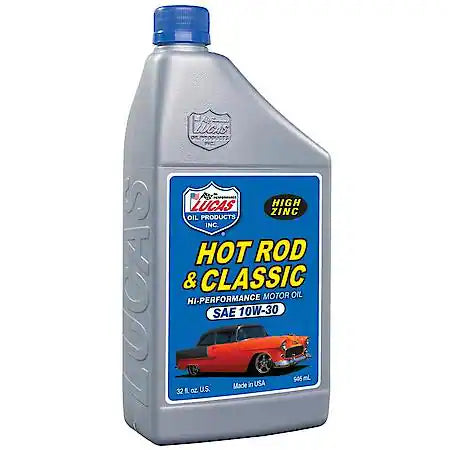 Lucas Oil Products Hot Rod & Classic Car High Zinc 10W-30 Conventional Motor Oil, 1 Quart