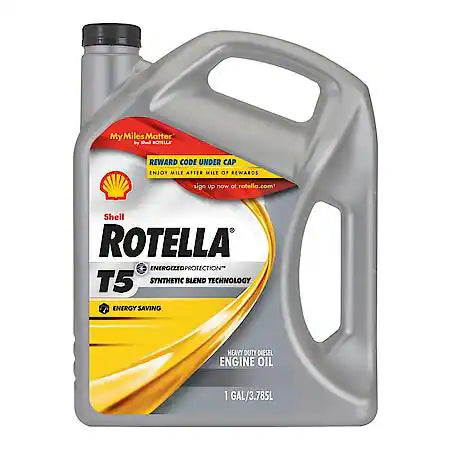 Shell Rotella T5 15W-40 Synthetic Blend Heavy Duty Diesel Engine Oil, 1 Gallon