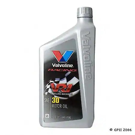 Valvoline VR1 Racing Motor Oil, SAE 30 - Contains friction modifiers (Zinc) that help improve horsepower output