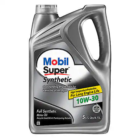 Mobil Super 10W-30 Full Synthetic Motor Oil, 5 Quart