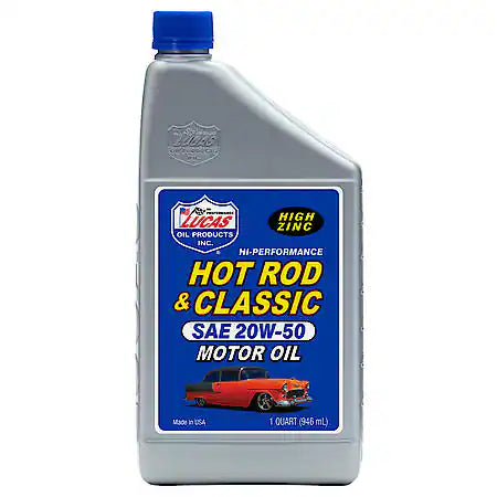 Lucas Oil Products Hot Rod & Classic Car High Zinc 20W-50 Conventional Motor Oil, 1 Quart