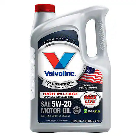 Valvoline Full Synthetic High Mileage with MaxLife Technology 5W-20 Motor Oil: Maximizes Engine Life, 5 Quart