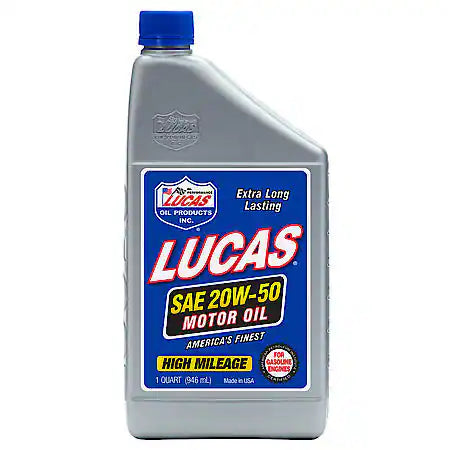 Lucas Oil Products 20W-50 Conventional High Mileage Motor Oil, 1 Quart