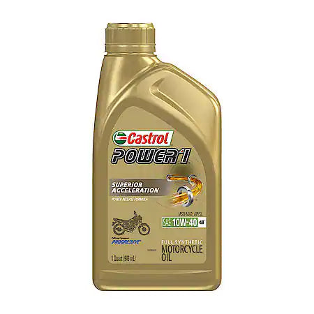 Castrol POWER1 4T Full Synthetic 10W-40 Motorcycle Oil: Provides Superior Acceleration , 1 Quart