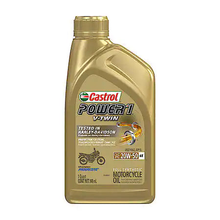 Castrol POWER1 V-twin Full Synthetic 20W-50 Motorcycle Oil: Tested In Harley-Davidson Motorcycles, 1 Quart