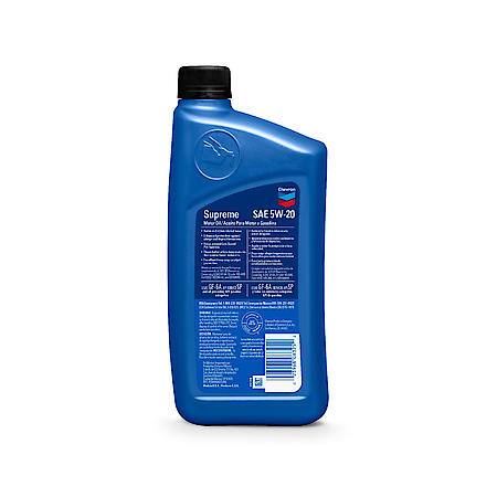 Chevron Supreme Synthetic Blend 5W-20 Motor Oil: Excellent Antiwear & Thermal Breakdown Protection, 1 Quart