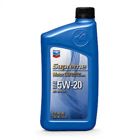Chevron Supreme Synthetic Blend 5W-20 Motor Oil: Excellent Antiwear & Thermal Breakdown Protection, 1 Quart