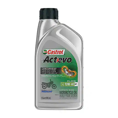 Castrol ActEvo 4T Synthetic Blend 10W-40 Motorcycle Oil: Provides Continuous Protection, 1 Quart