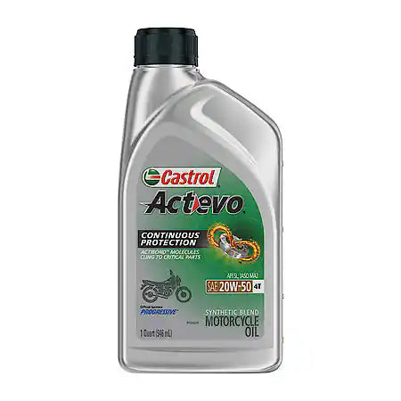 Castrol ActEvo 4T Synthetic Blend 20W-50 Motorcycle Oil: Provides Continuous Protection, 1 Quart