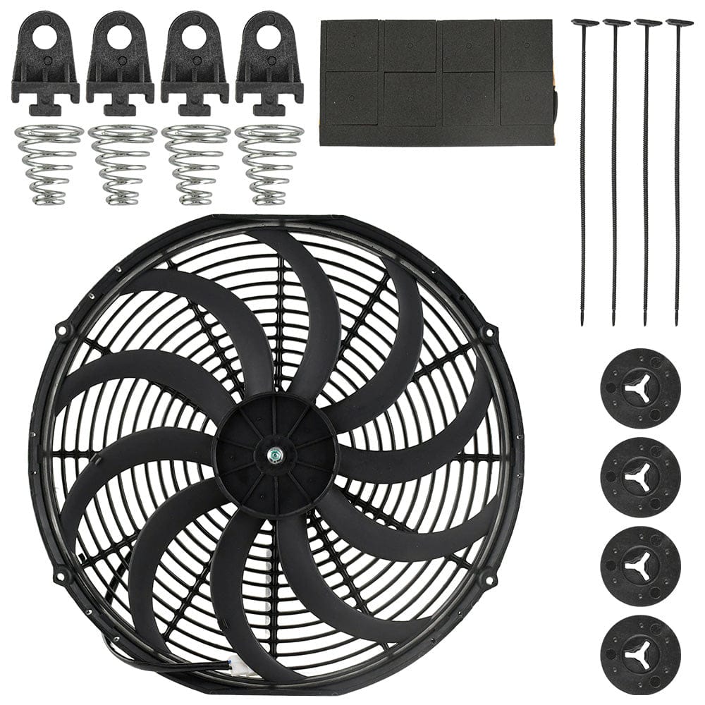 16" 12V 160W Electric Radiator Cooling Fan Curved Blade Push Push