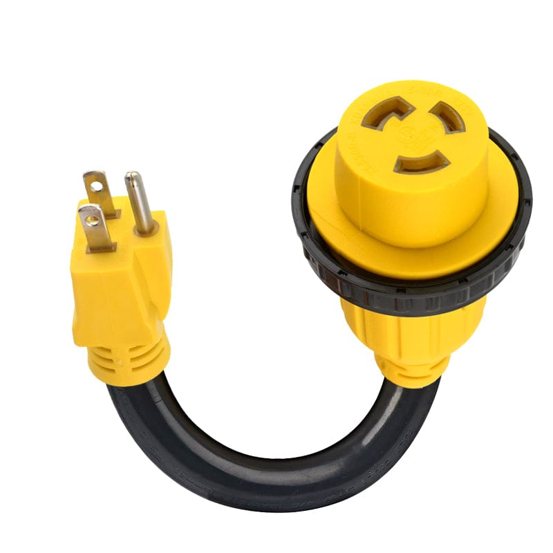 RV Adapter Plug 30 Amp to 15 Amp 110V, RV Power Adapter 15A Male to 30A Female 12" ETL Listed"