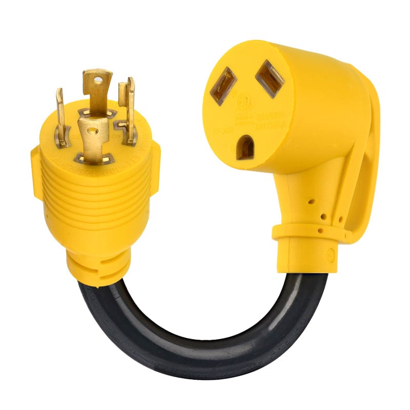 30 Amp RV Generator Adapter Cord with Grip Handle, L14-30P Twist Lock Male to TT-30R Female 12 Inch for Generator to RV Trailer Camper ETL Listed"