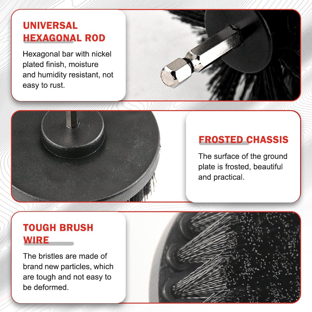 3PC Power Drill Brush Set | Professional Tile & Grout Cleaner