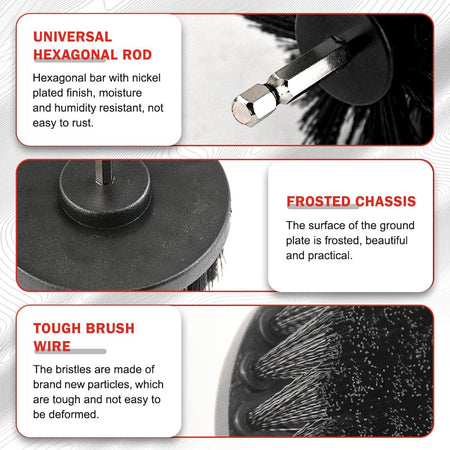3PC Power Drill Brush Set | Professional Tile & Grout Cleaner