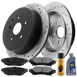 Rear Drilled Brake Rotors Ceramic Pads for Toyota Sienna Highlander RX350 RX450H