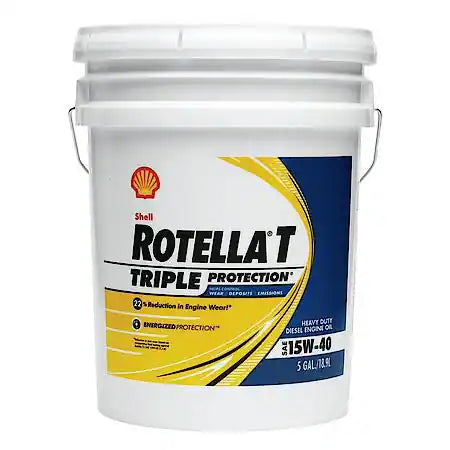 Shell Rotella T Triple Protection 15W-40 Conventional Heavy Duty Diesel Engine Oil, 5 Gallon