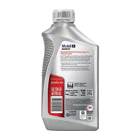 Mobil 1 Racing 4T Full Synthetic Motorcycle Oil 10W-40, 1 Quart