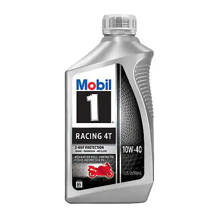 Mobil 1 Racing 4T Full Synthetic Motorcycle Oil 10W-40, 1 Quart