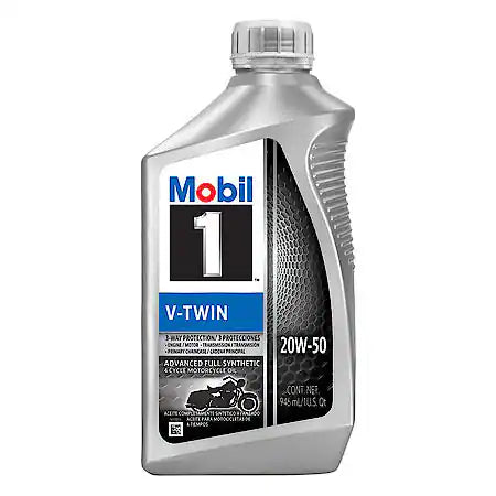 Mobil 1 V-Twin Motorcycle 20W-50 Full Synthetic Motor Oil , 1 Quart