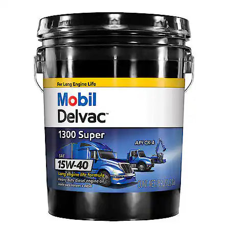 Mobil Delvac 1300 Super 15W-40 Conventional Heavy Duty Diesel Engine Oil, 5 Gallon