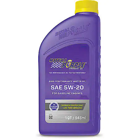 Royal Purple High Performance SAE 5W20 Synthetic Motor Oil, API Certified, 1 QT