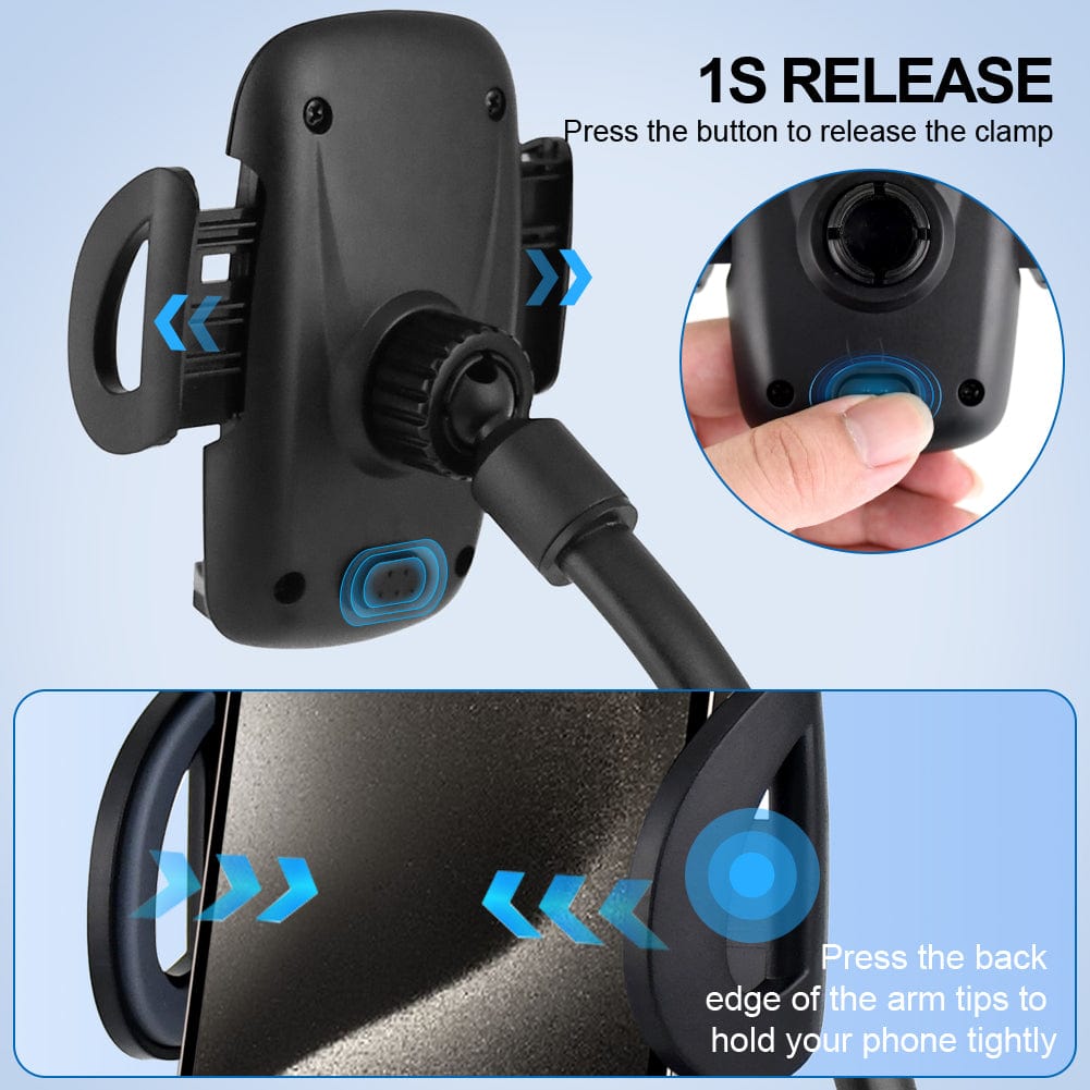 Car Phone Holder Mount [Flexible Gooseneck Long Arm] Phone Mount for Car Holder Windshield [Washable Strong Suction Cup] Cell Phone Holder Car Mount for All iPhone Android Smartphone