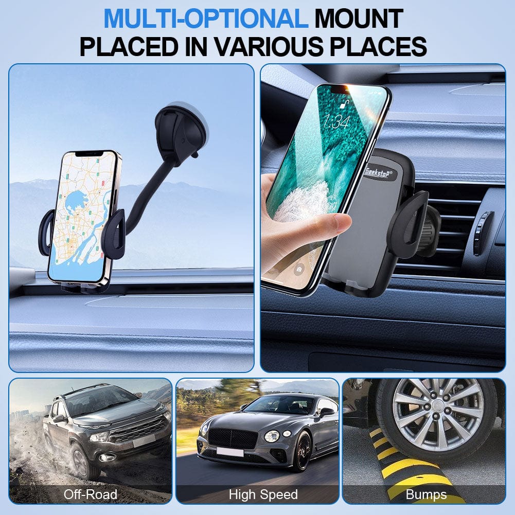 Car Phone Holder Mount [Flexible Gooseneck Long Arm] Phone Mount for Car Holder Windshield [Washable Strong Suction Cup] Cell Phone Holder Car Mount for All iPhone Android Smartphone