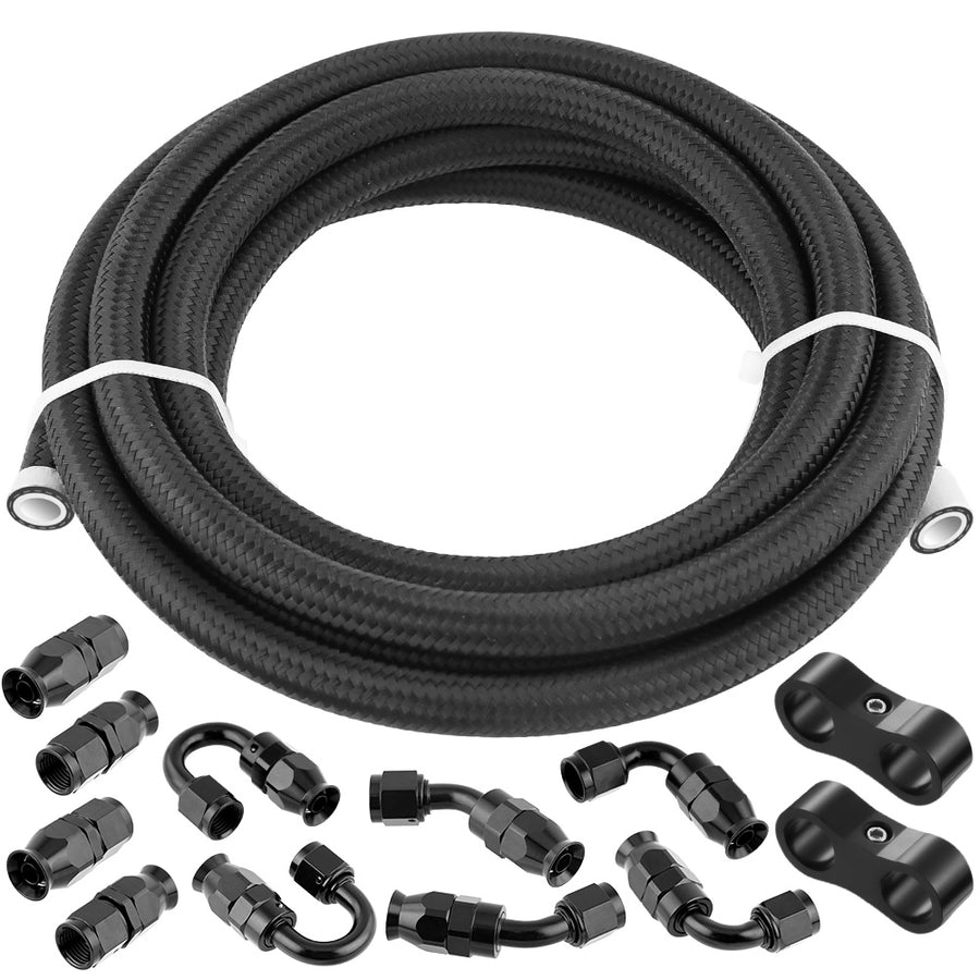 8AN PTFE Fuel Line Kit 8AN Nylon Braided Fuel Hose 20FT (0.394Inch ID)