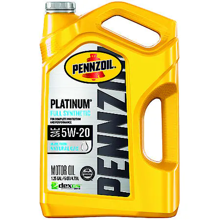 Pennzoil Platinum 5W-20 Full Synthetic Motor Oil, 5 Quart