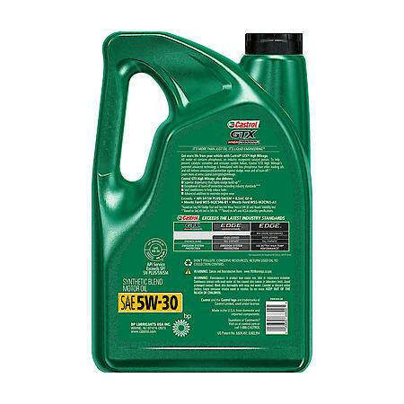 Castrol GTX High Mileage 5W-30 Synthetic Blend Motor Oil: 5 Quart