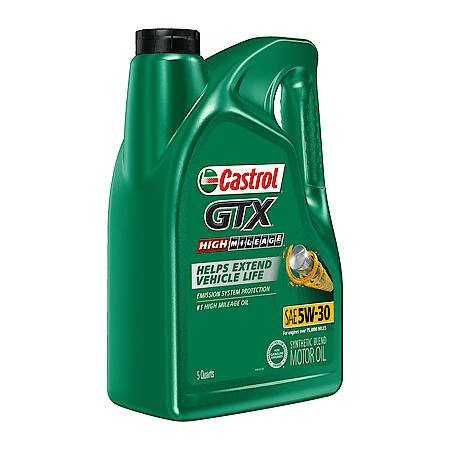 Castrol GTX High Mileage 5W-30 Synthetic Blend Motor Oil: 5 Quart