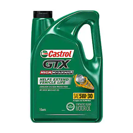 Castrol GTX High Mileage 5W-30 Synthetic Blend Motor Oil: 5 Quart