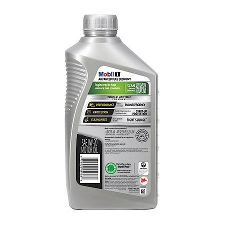 Mobil 1 Advanced Fuel Economy Full Synthetic Motor Oil 0W-20, 1 Quart