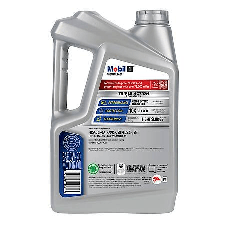 Mobil 1 High Mileage Full Synthetic Motor Oil 5W-20, 5 Quart