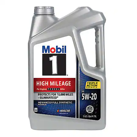 Mobil 1 High Mileage Full Synthetic Motor Oil 5W-20, 5 Quart