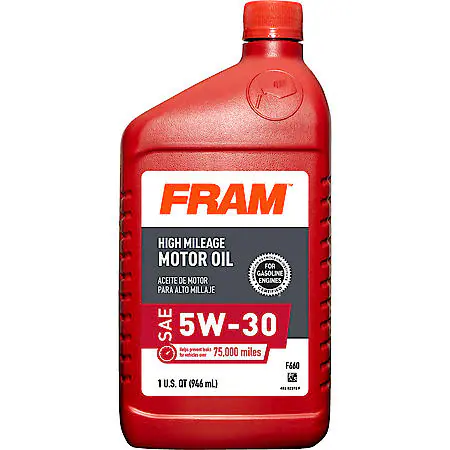 FRAM High Mileage 5W-30 Motor Oil: 1 Quart